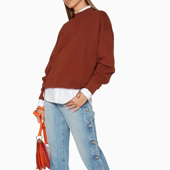 $195 Vince Women's Brown Crewneck Pullover Sweater Size M drawcord hem - Picture 2 of 12